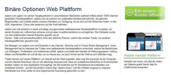Die Handelsplattform auf einen Blick