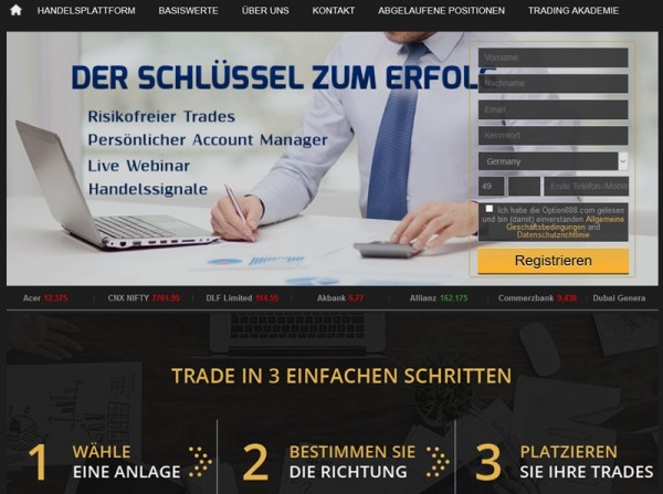 Übersicht zum Option888 Angebot