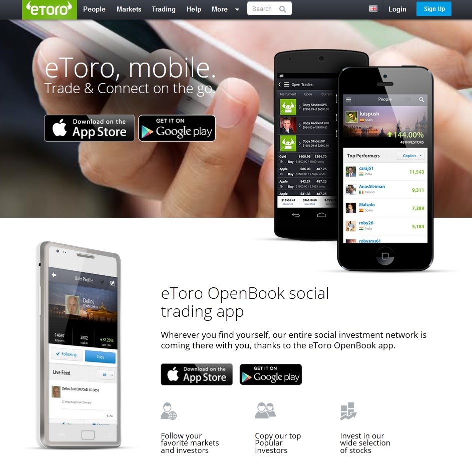 eToro Mobil Trading