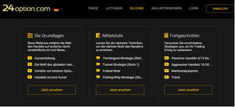 Die Trainingsseite von 24option