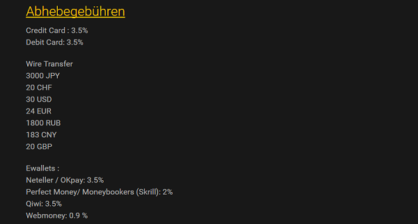 Die Auszahlungskosten für Standard- und Basic-Kunden