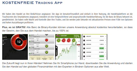 Die Konditionen der Banc de Binary App