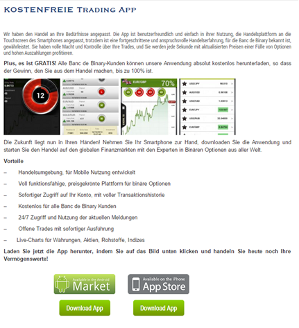 Die Trading App von Banc de Binary