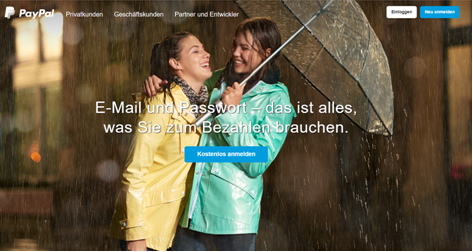 Die Homepage von PayPal