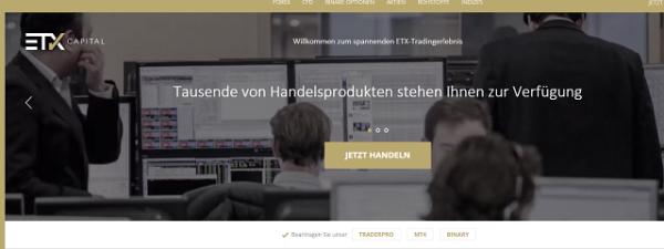 Webseite ETX Capital