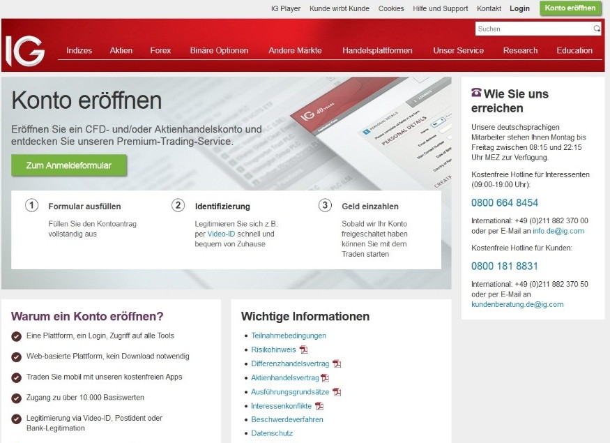 IG Markets Kontoeröffnung