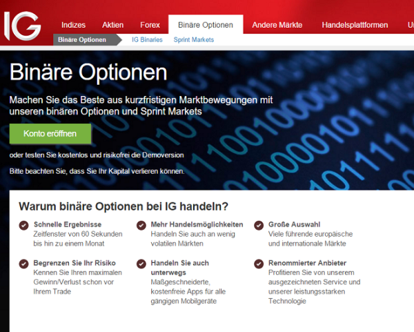 IG Binäre Optionen