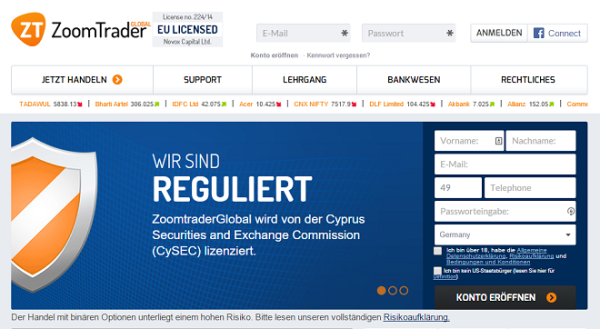 ZoomTrader Global Webseite