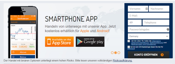 ZoomTrader App für Smartphone