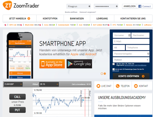 ZoomTrader Webseite