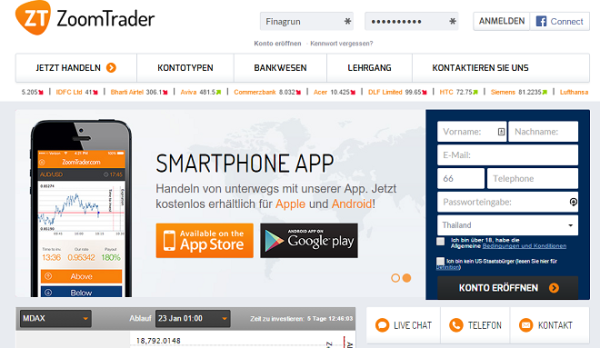 ZoomTrader Webseite