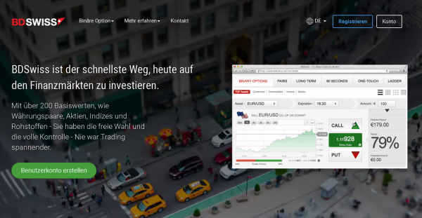Die Homepage von BDSwiss