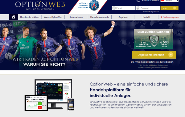 Professionelles Trading-Angebot bei Optionweb