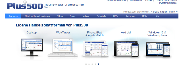 Vielseitiges Angebot bei Plus500