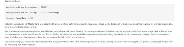 Eine der Zahlungsoptionen im Überblick