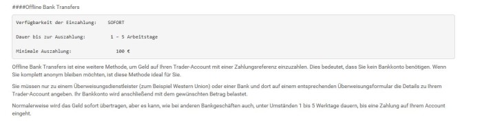 Überblick der Zahlungsoption Offline Bank Transfer
